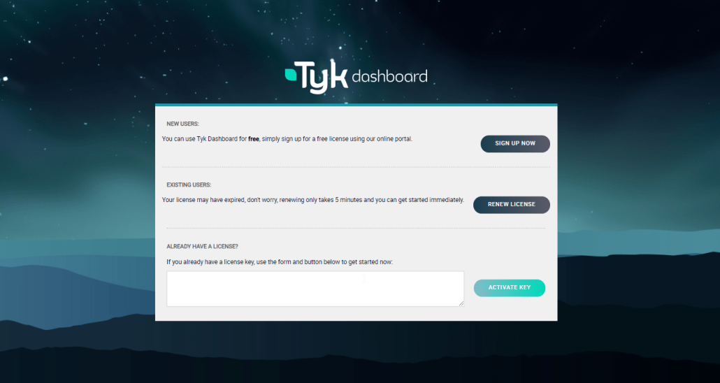 inserimento licenza su api gateway Tyck (gratuito per usi non commerciali)